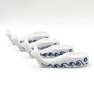 Vintage Porcelain Smiling Whale Salt Cellars Open Salt Pinch Dish Set of Four